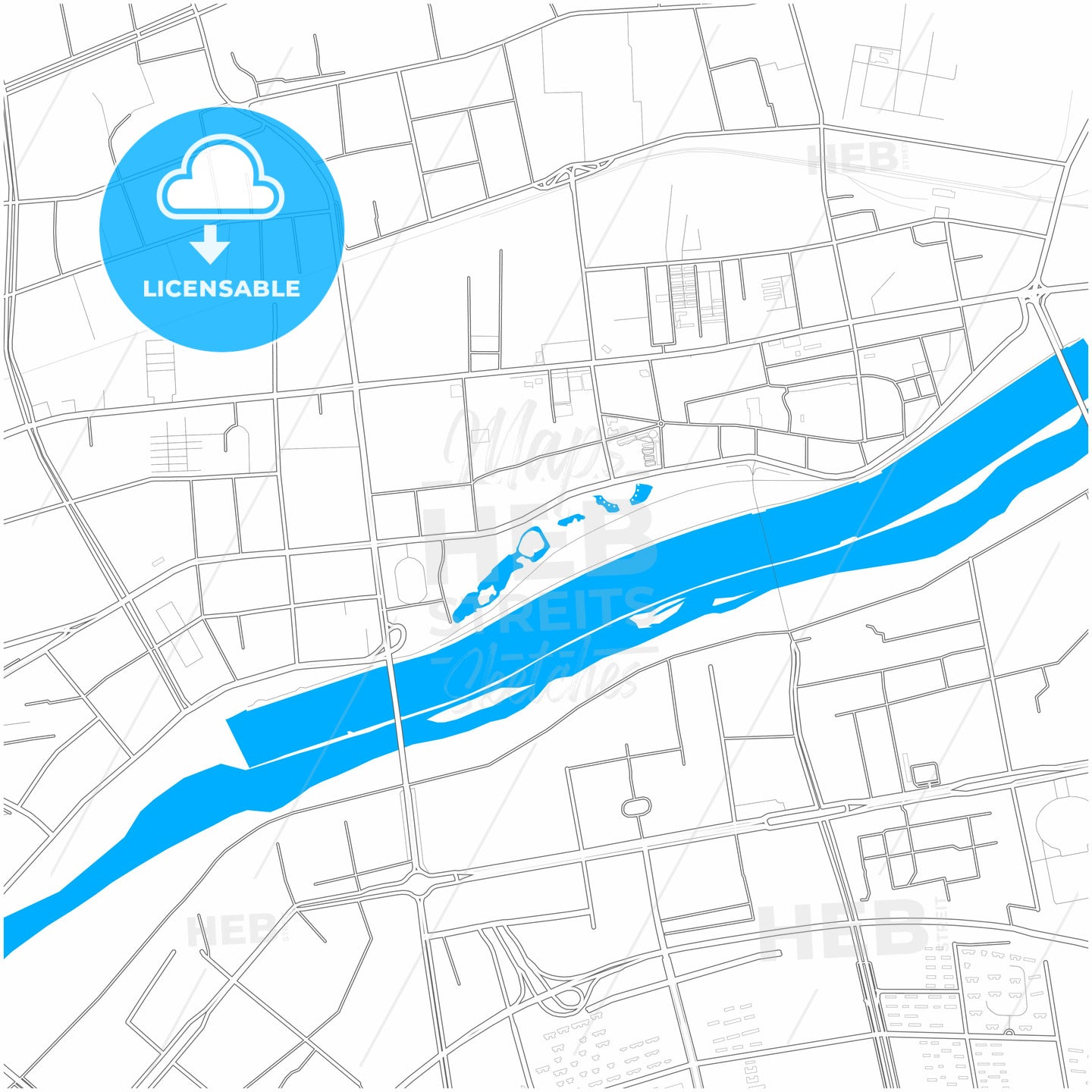 Xianyang, Shaanxi, China, city map with high quality roads.