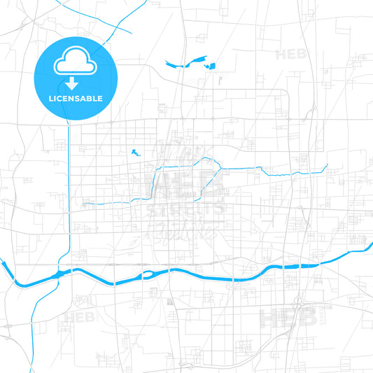 Xingtai, China PDF vector map with water in focus