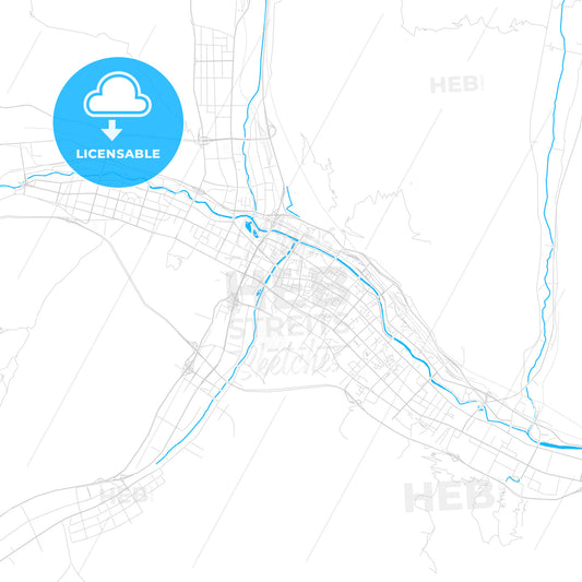 Xining, China PDF vector map with water in focus