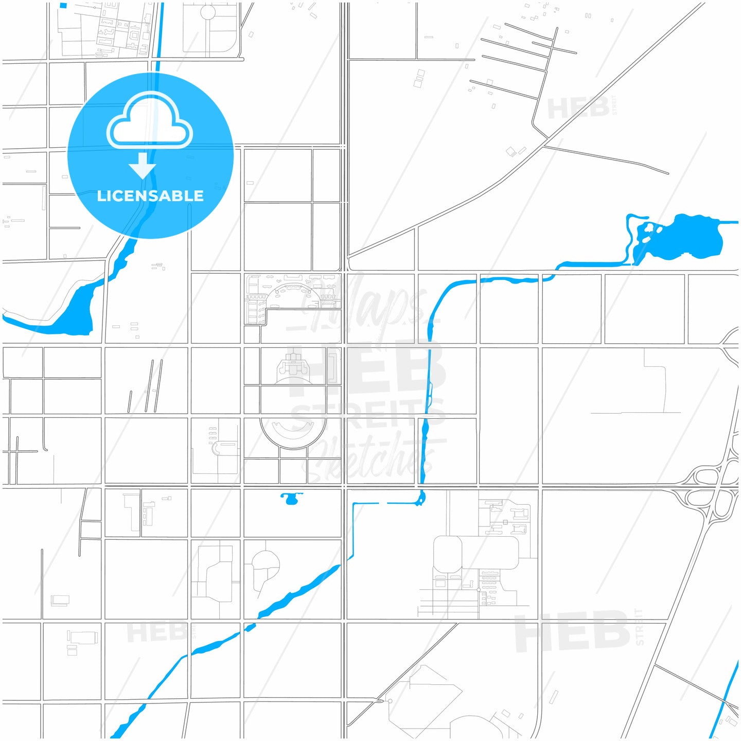 Xinxiang, Henan, China, city map with high quality roads.