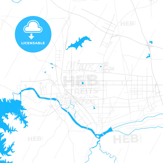 Xinyang, China PDF vector map with water in focus