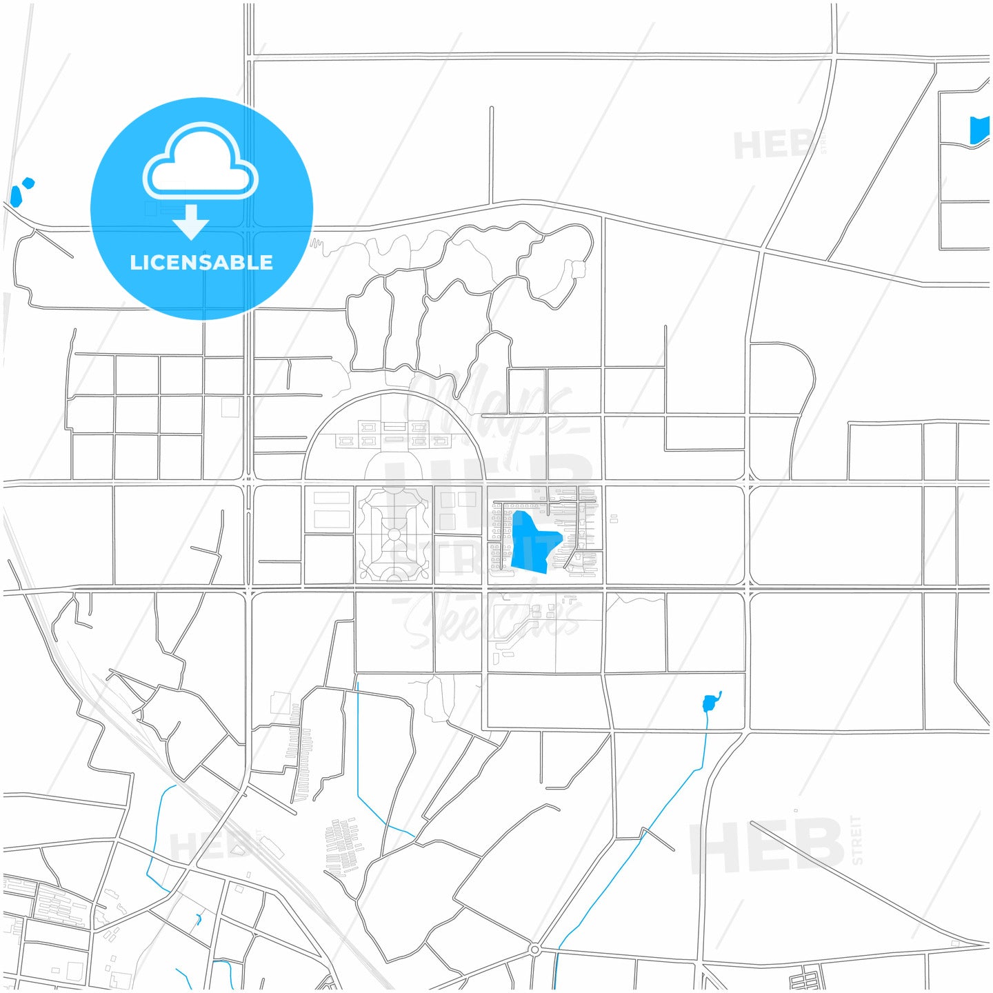 Xinyang, Henan, China, city map with high quality roads.