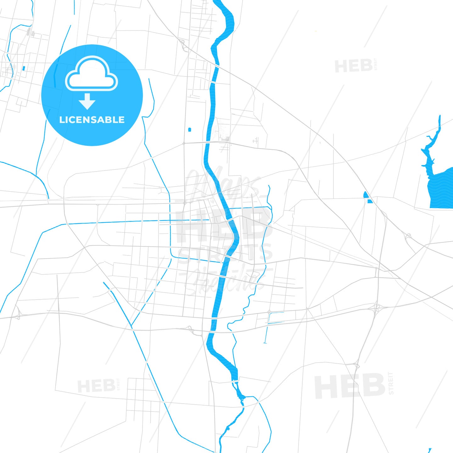 Xinyi, China PDF vector map with water in focus