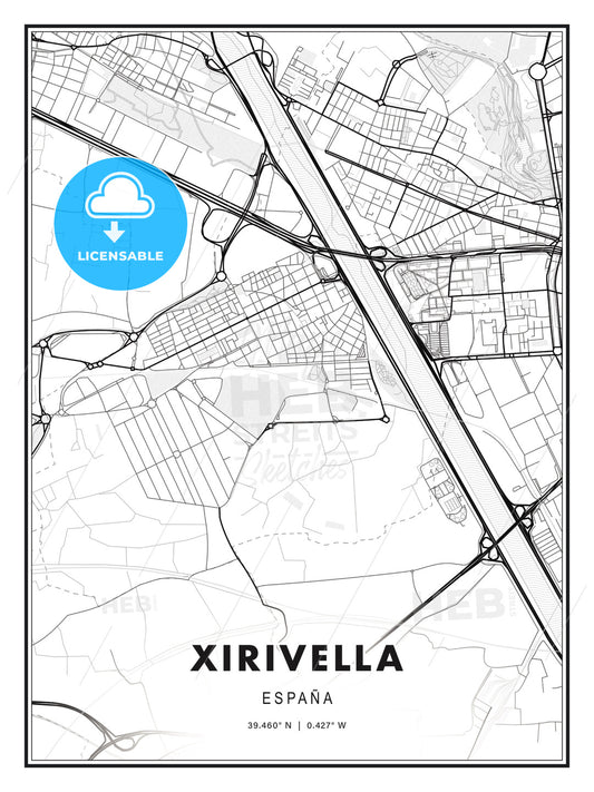 Xirivella, Spain, Modern Print Template in Various Formats - HEBSTREITS Sketches