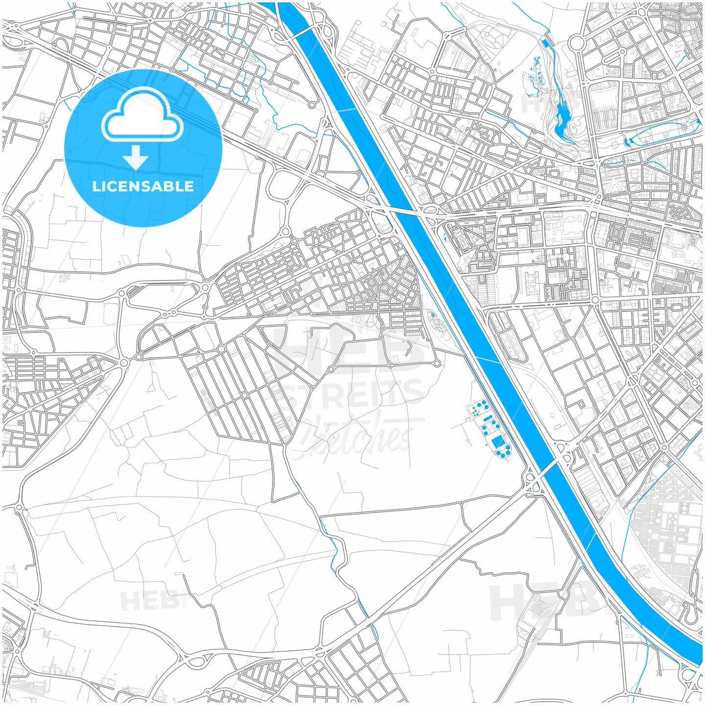 Xirivella, Valencia, Spain, city map with high quality roads.