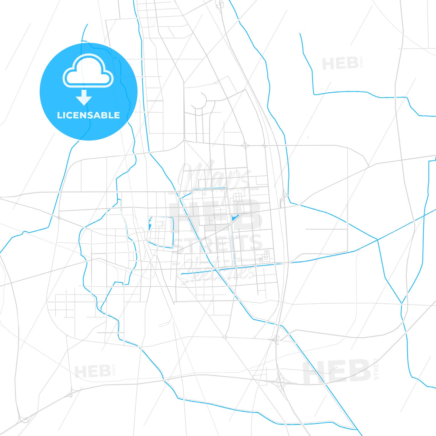 Xuchang, China PDF vector map with water in focus