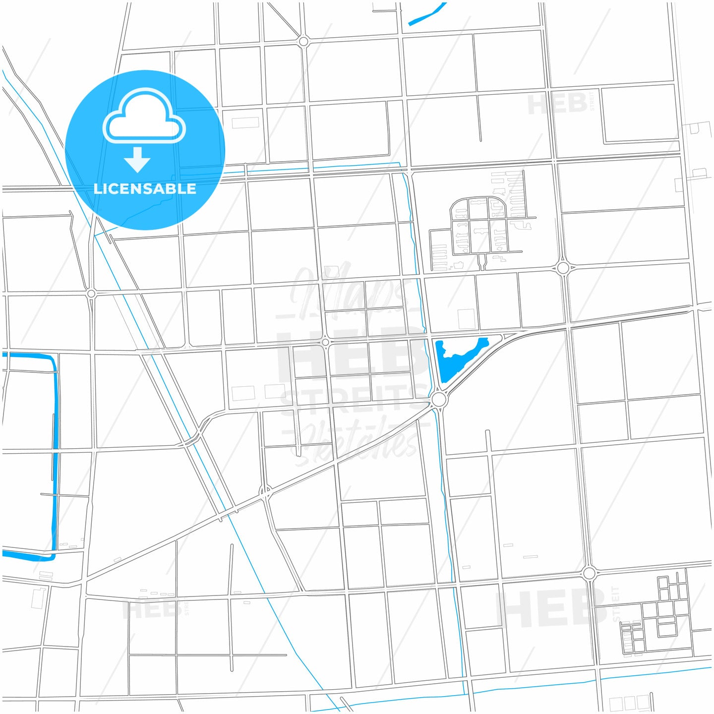 Xuchang, Henan, China, city map with high quality roads.