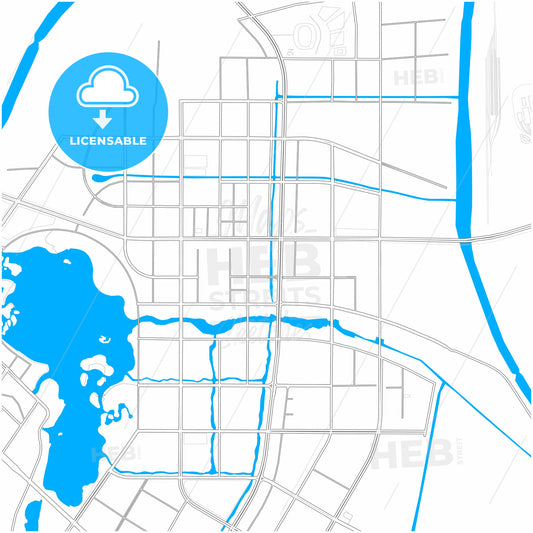 Xuzhou, Jiangsu, China, city map with high quality roads.