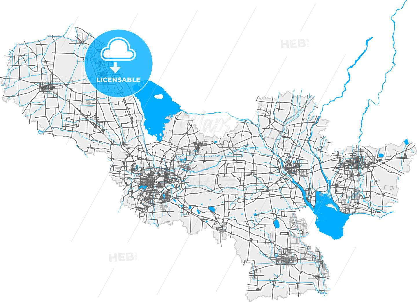 Xuzhou, Jiangsu, China, high quality vector map