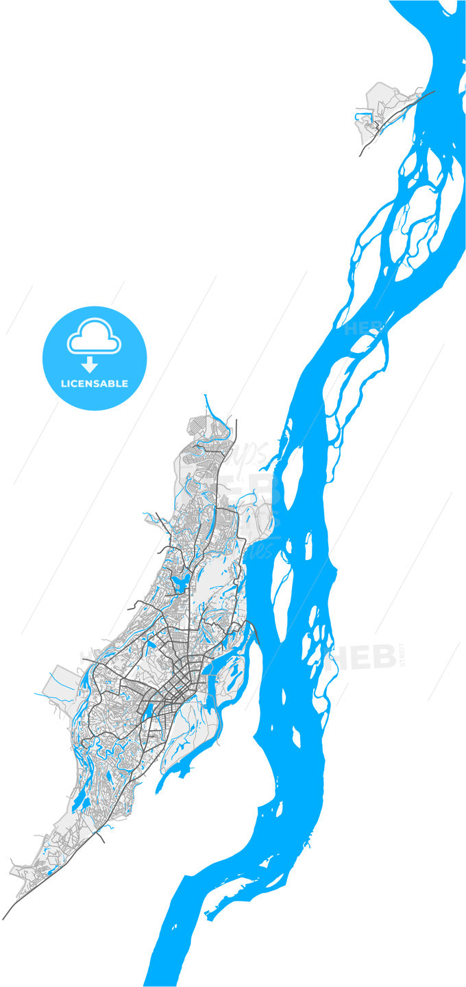 Yakutsk, Sakha , Russia, high quality vector map