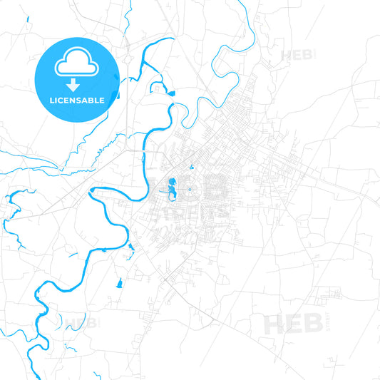 Yala, Thailand PDF vector map with water in focus