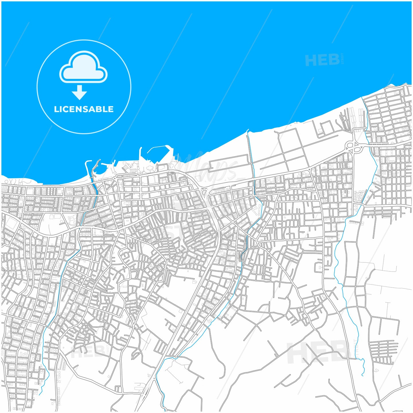 Yalova, Yalova, Turkey, city map with high quality roads.