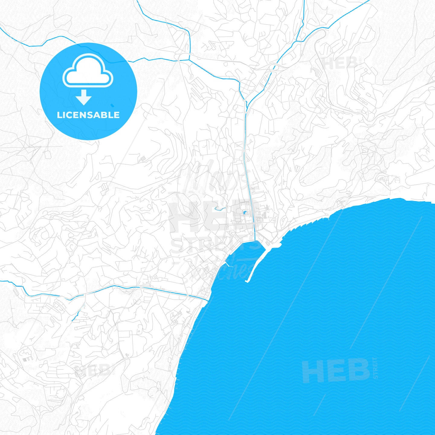 Yalta, Ukraine PDF vector map with water in focus