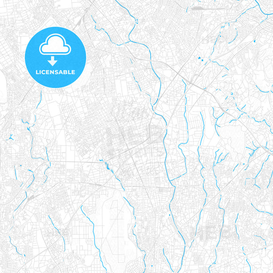 Yamato, Japan PDF vector map with water in focus