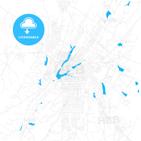 Yamoussoukro, Ivory Coast PDF vector map with water in focus