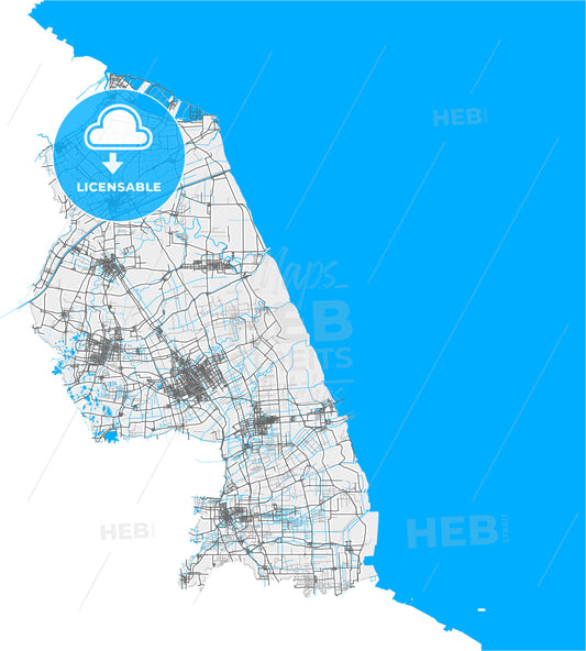 Yancheng, Jiangsu, China, high quality vector map