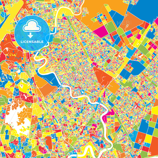 Yangon, Myanmar, colorful vector map