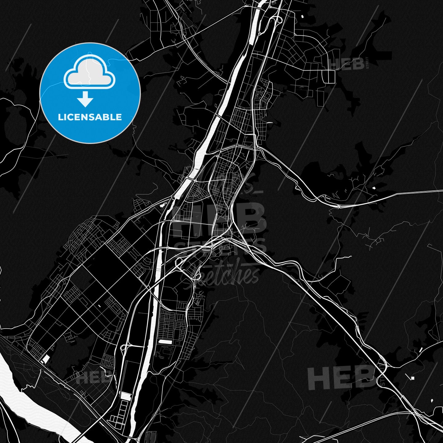 Yangsan, South Korea Pdf Vector Map Black And White – HEBSTREITS