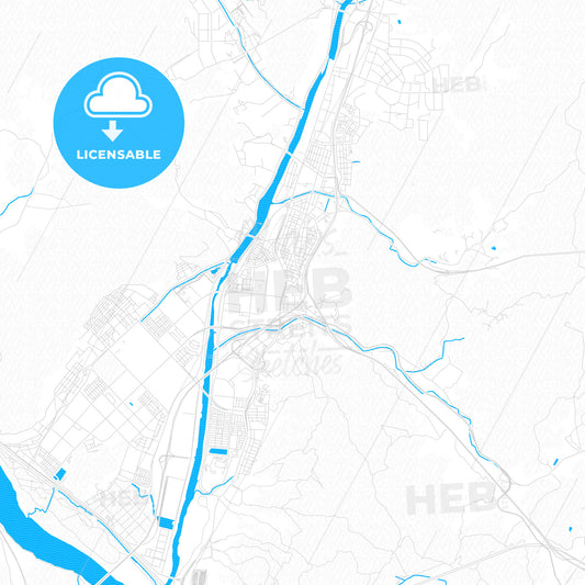 Yangsan, South Korea PDF vector map with water in focus