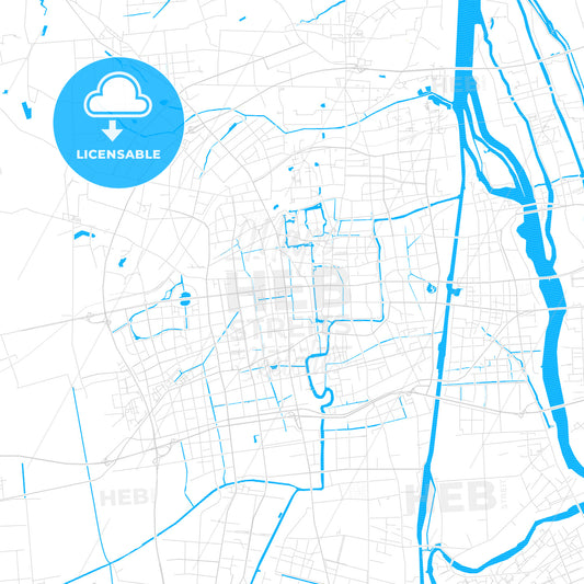 Yangzhou, China PDF vector map with water in focus