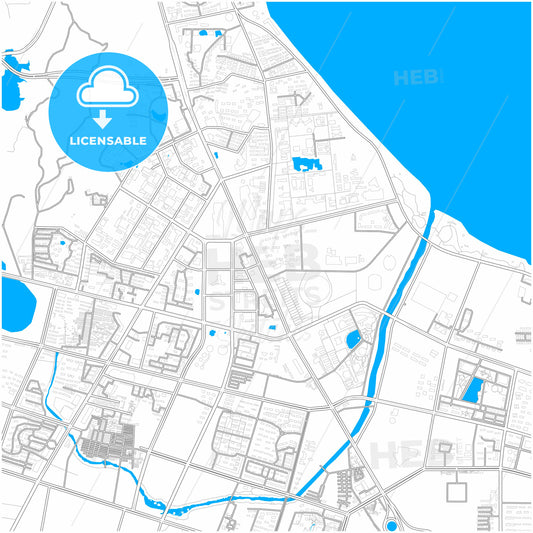 Yantai, Shandong, China, city map with high quality roads.