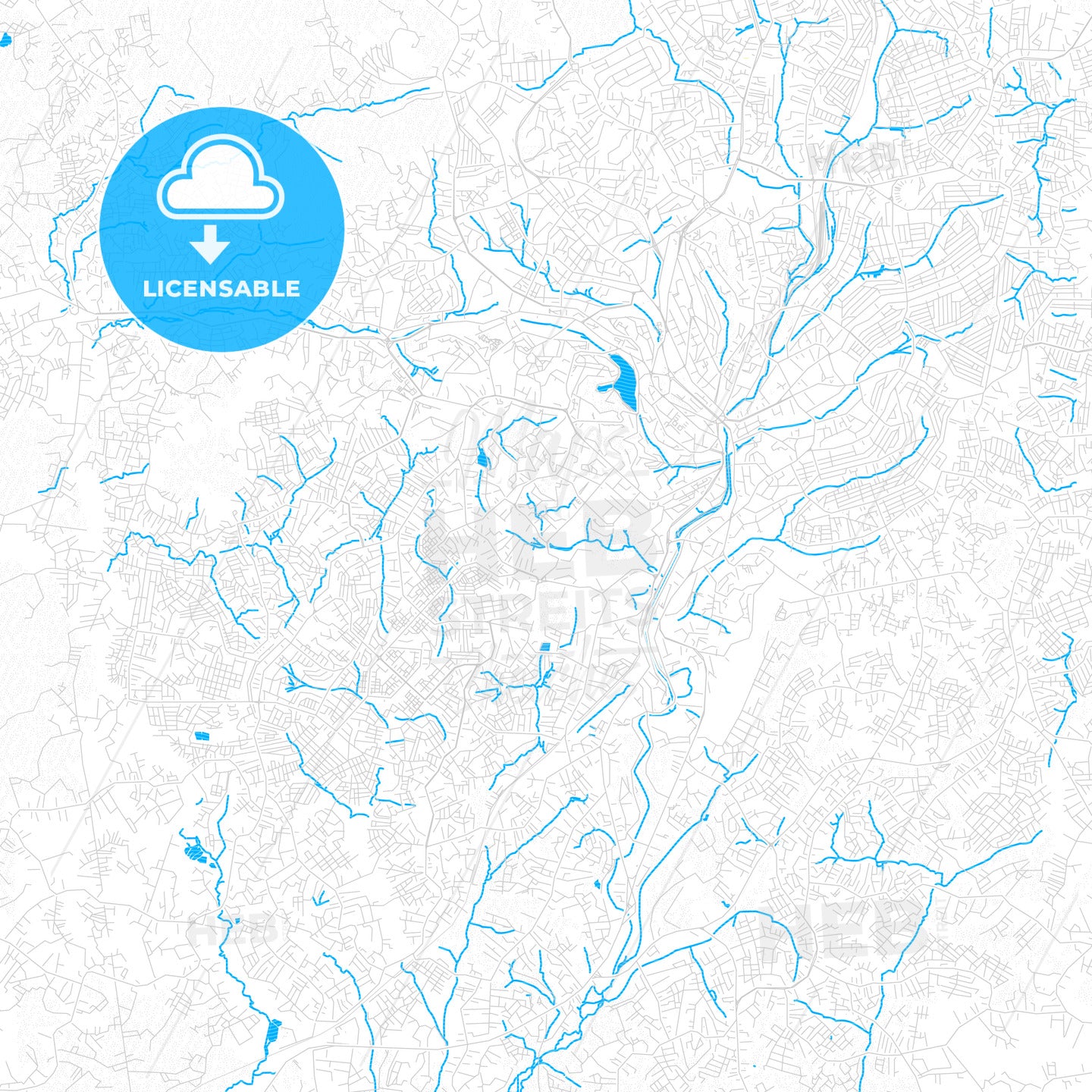 Yaounde, Cameroon PDF vector map with water in focus