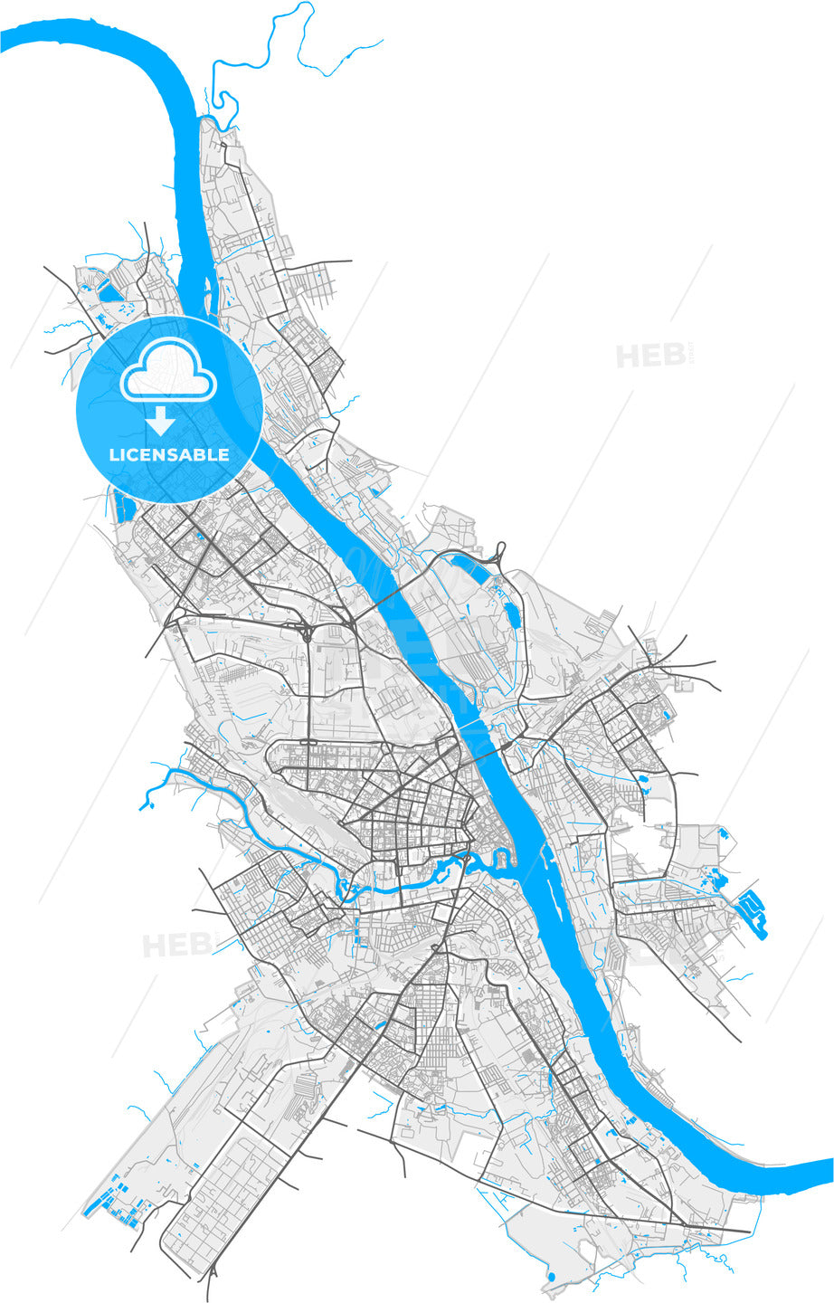 Yaroslavl, Yaroslavl Oblast, Russia, high quality vector map