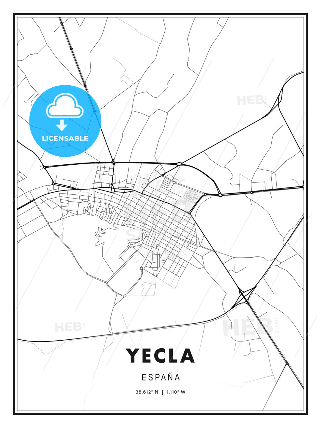 Yecla, Spain, Modern Print Template in Various Formats - HEBSTREITS Sketches