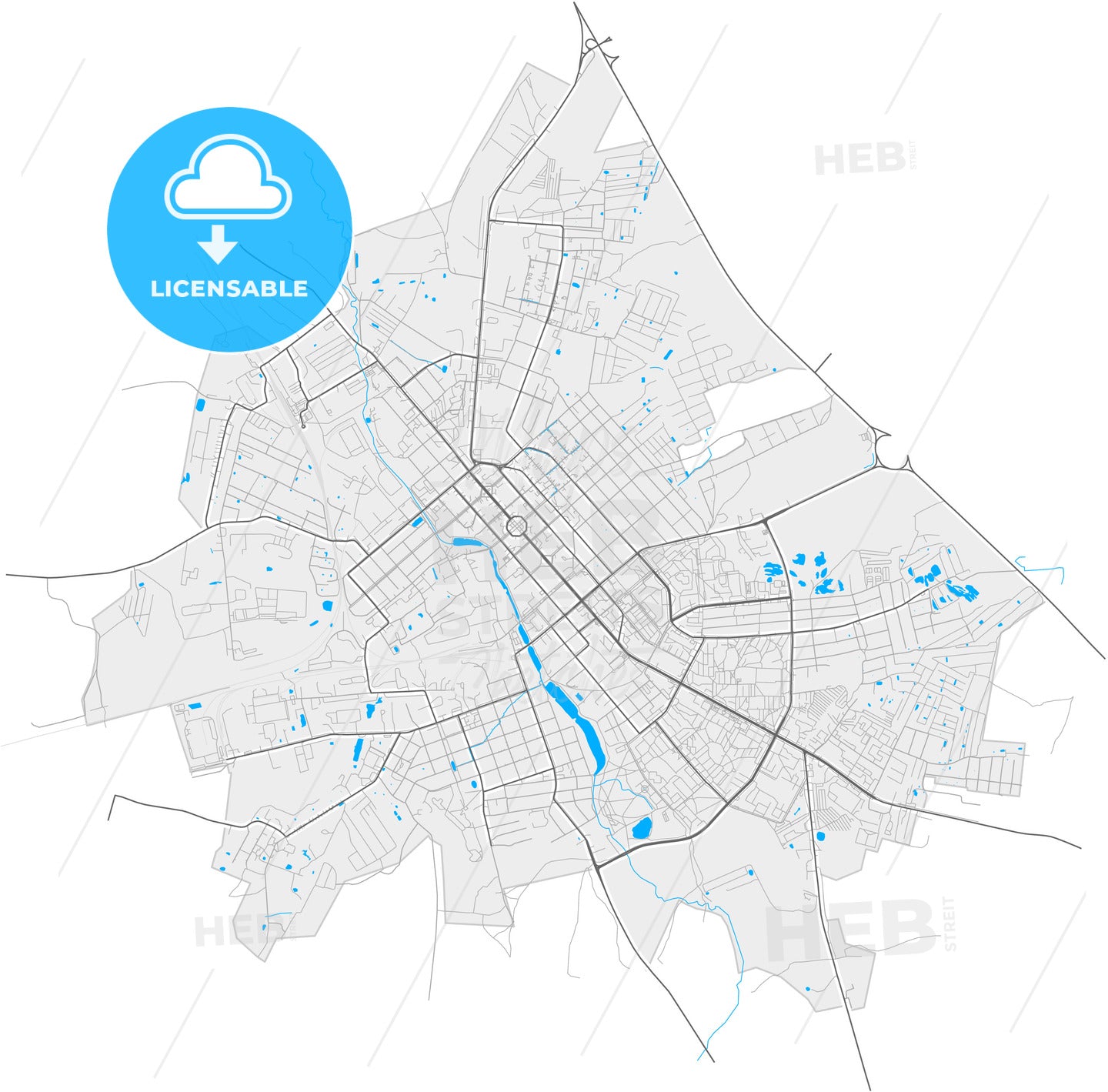 Yegoryevsk, Moscow Oblast, Russia, high quality vector map