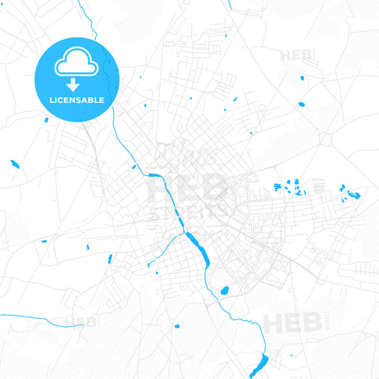 Yegoryevsk, Russia PDF vector map with water in focus