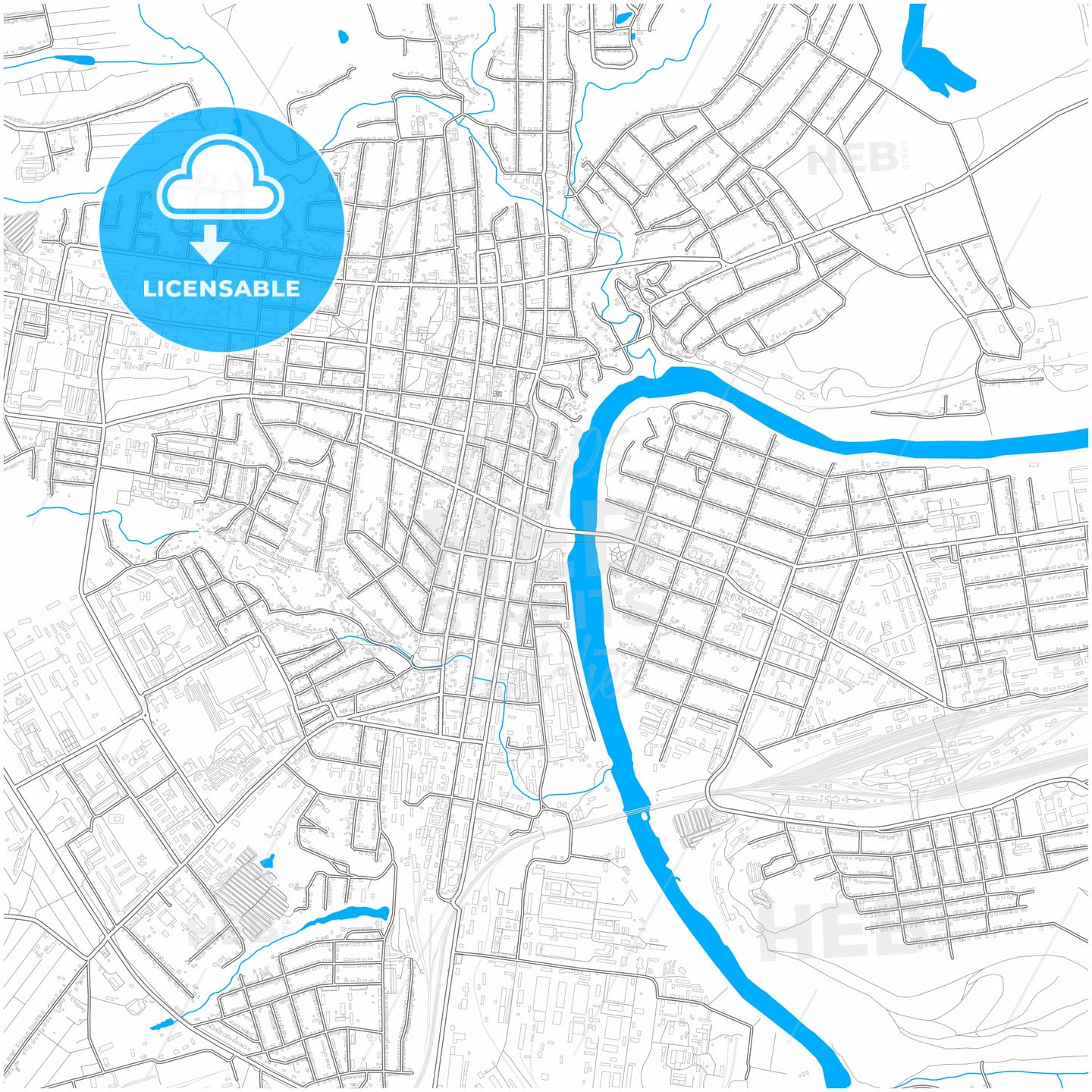 Yelets, Lipetsk Oblast, Russia, city map with high quality roads.