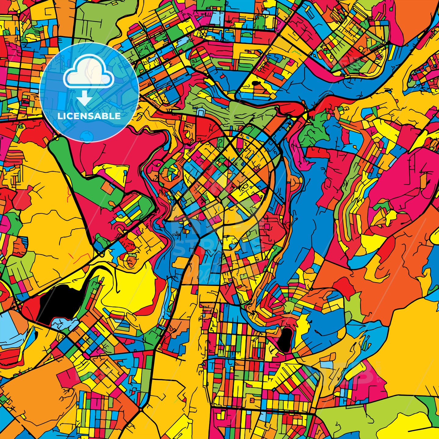 Yerevan Armenia Colorful Map