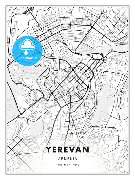 Yerevan, Armenia, Modern Print Template in Various Formats - HEBSTREITS Sketches