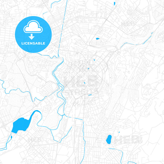 Yerevan, Armenia PDF vector map with water in focus