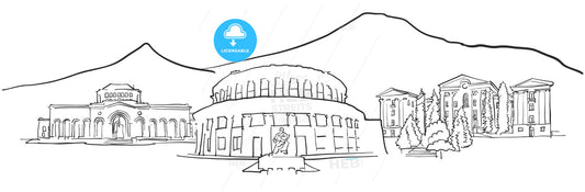 Yerevan Armenia Panorama Sketch – instant download