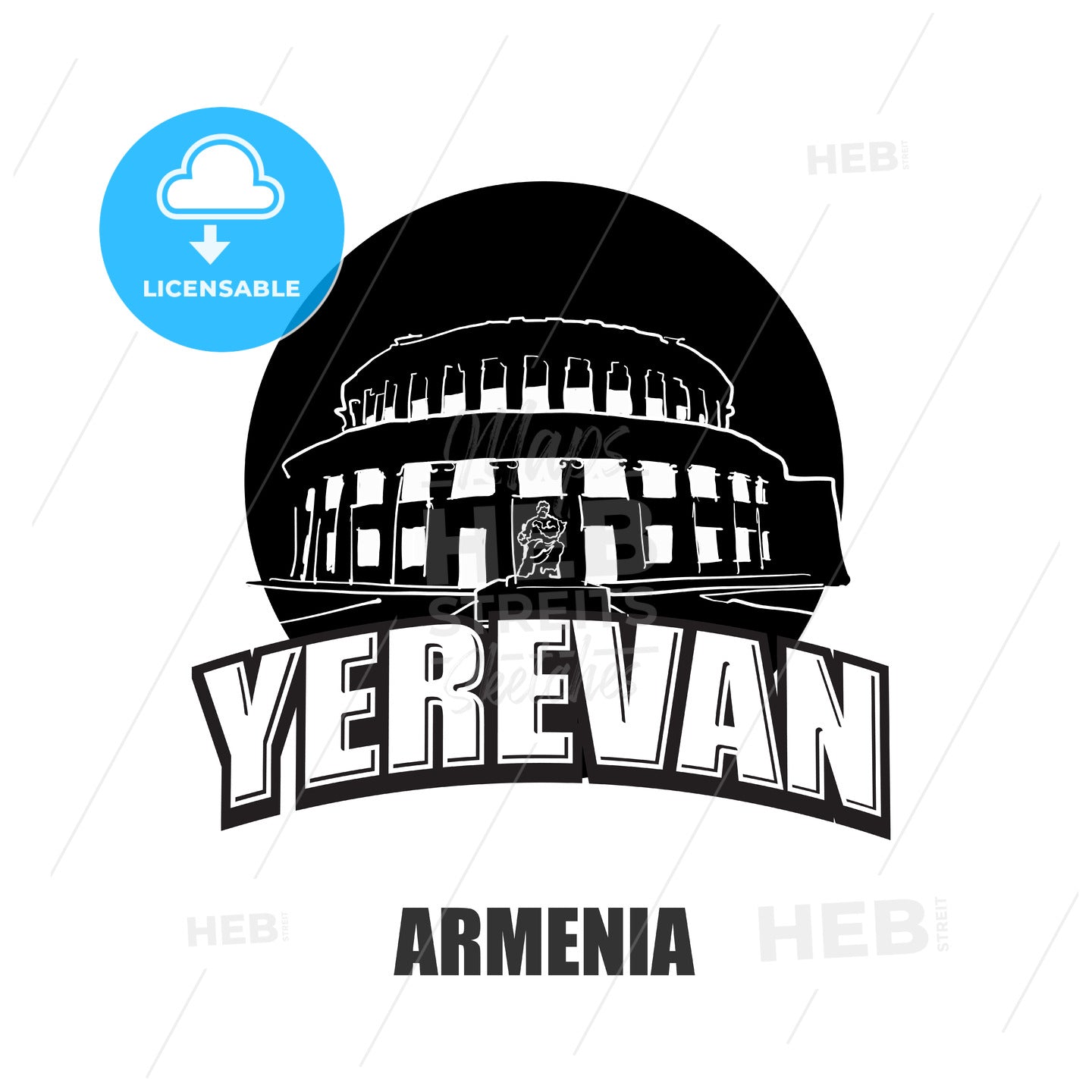 Yerevan, Armenia, black and white logo – instant download