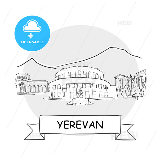 Yerevan Cityscape Vector Sign – instant download