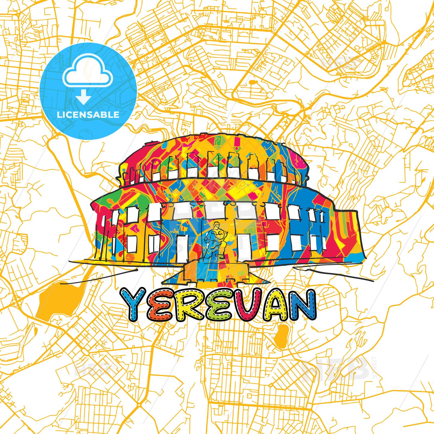 Yerevan Travel Art Map