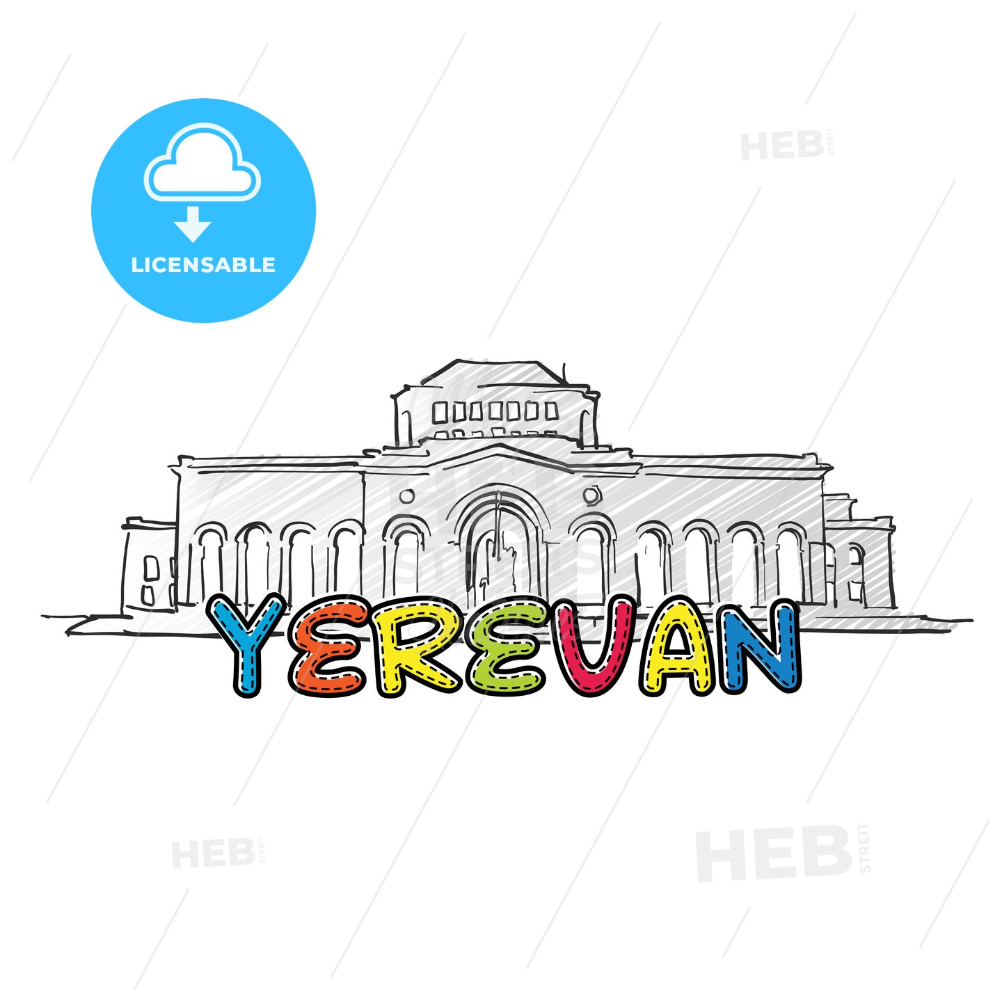 Yerevan beautiful sketched icon – instant download