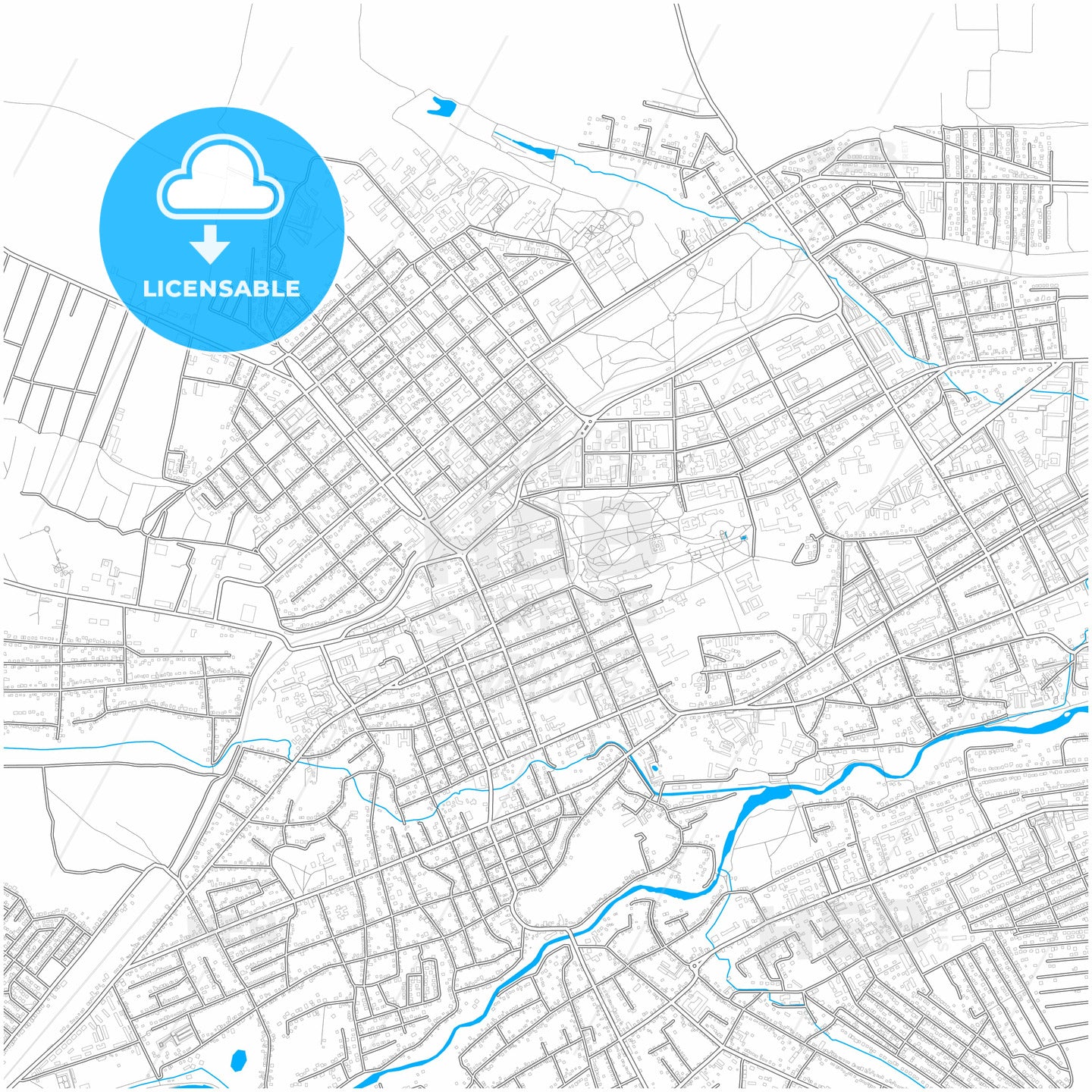 Yessentuki, Stavropol Krai, Russia, city map with high quality roads.