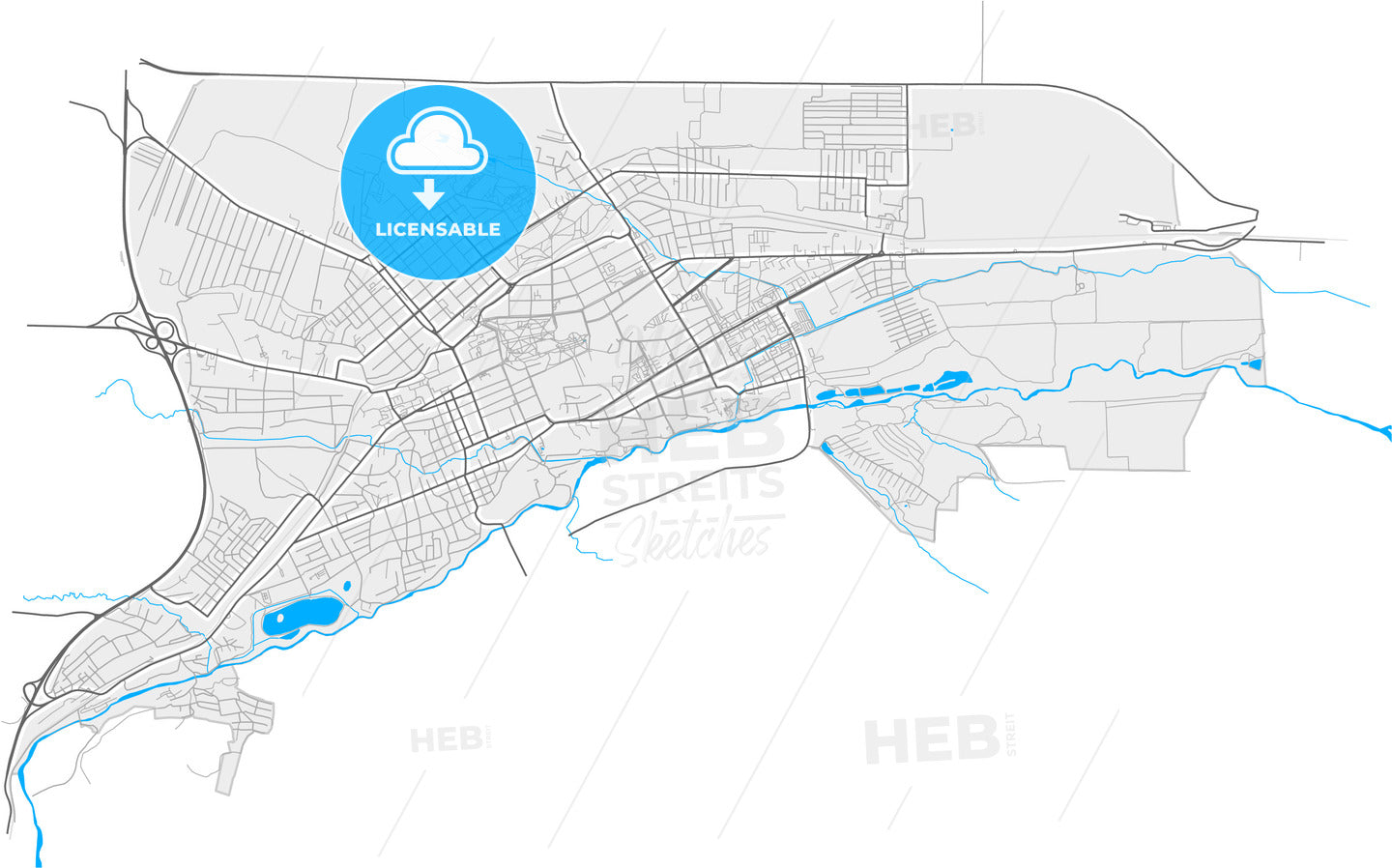 Yessentuki, Stavropol Krai, Russia, high quality vector map