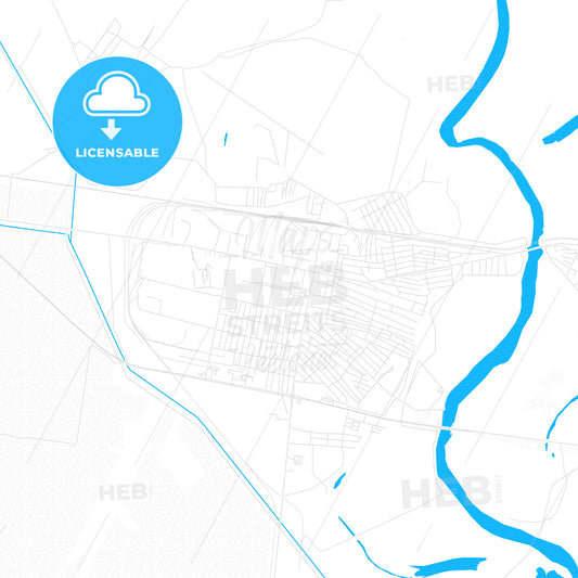 Yevlakh, Azerbaijan PDF vector map with water in focus