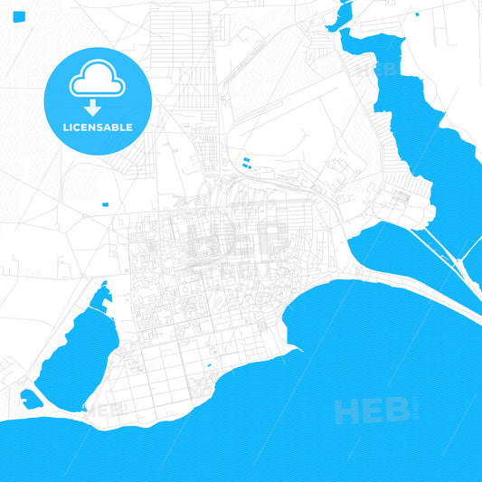 Yevpatoria, Ukraine PDF vector map with water in focus