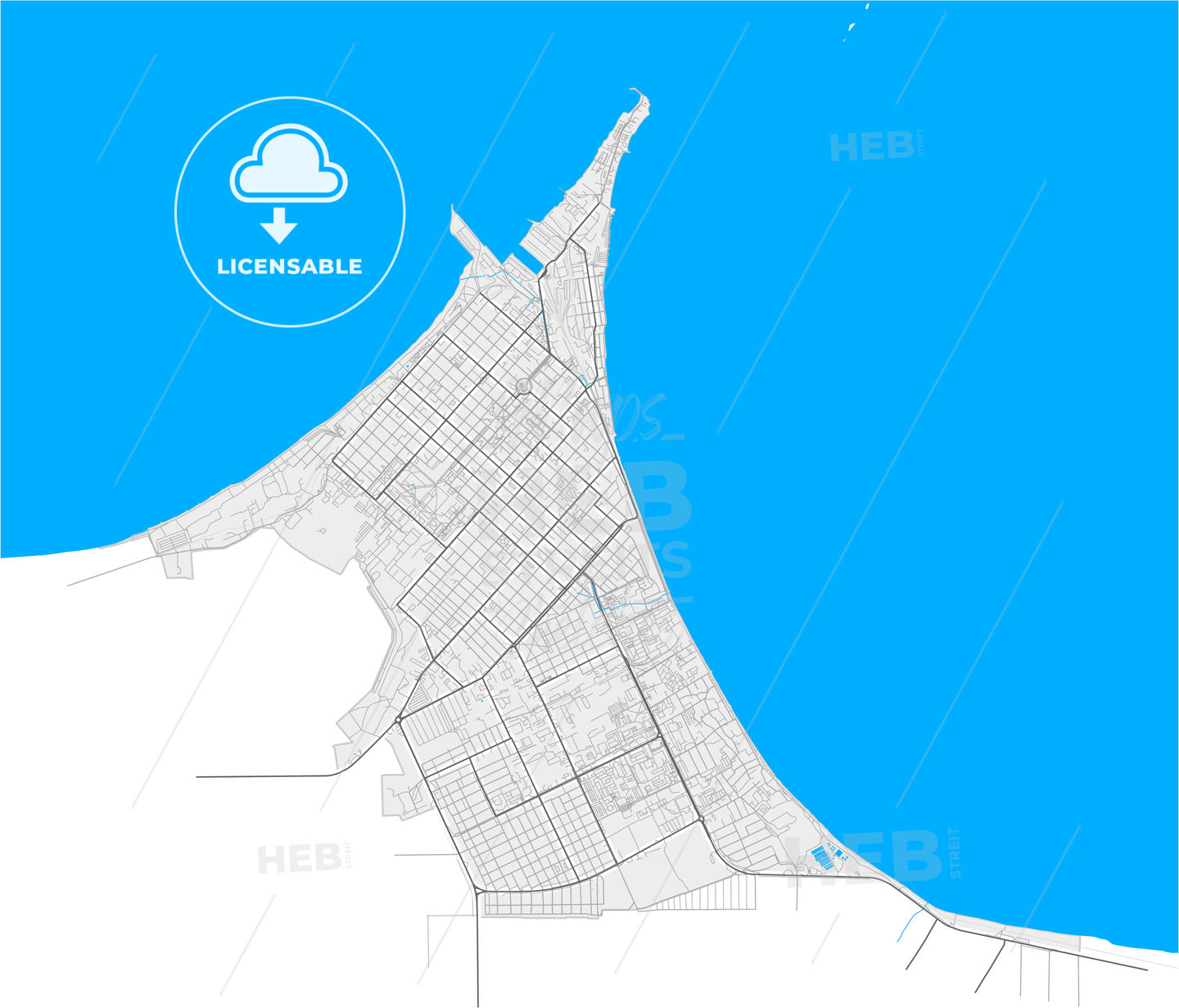 Yeysk, Krasnodar Krai, Russia, high quality vector map