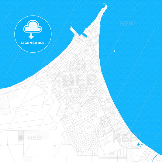 Yeysk, Russia PDF vector map with water in focus