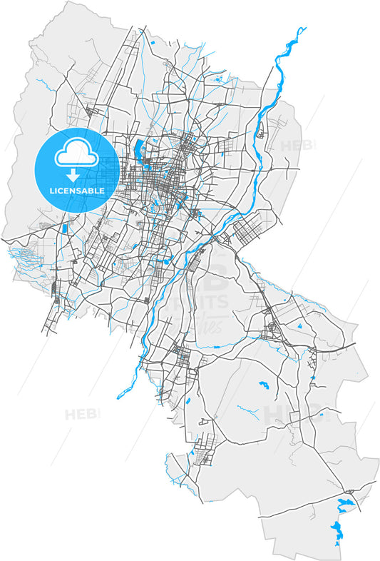 Yinchuan, Ningxia, China, high quality vector map