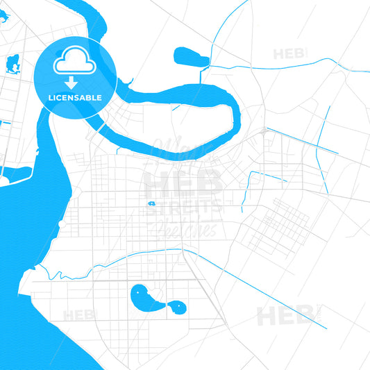 Yingkou, China PDF vector map with water in focus