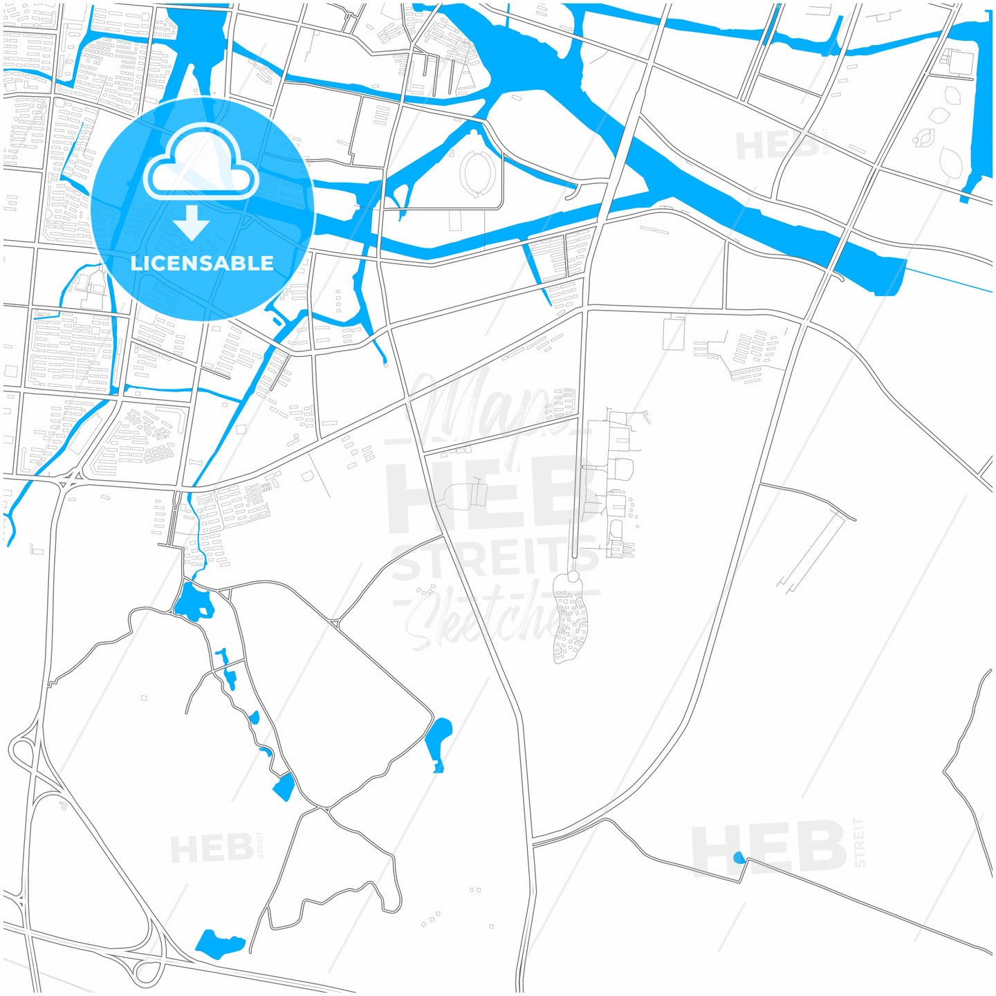 Yixing, Jiangsu, China, city map with high quality roads.