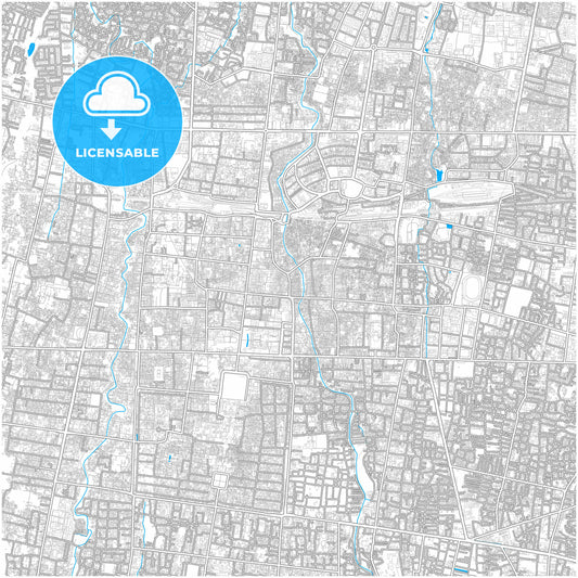 Yogyakarta, Indonesia, city map with high quality roads.