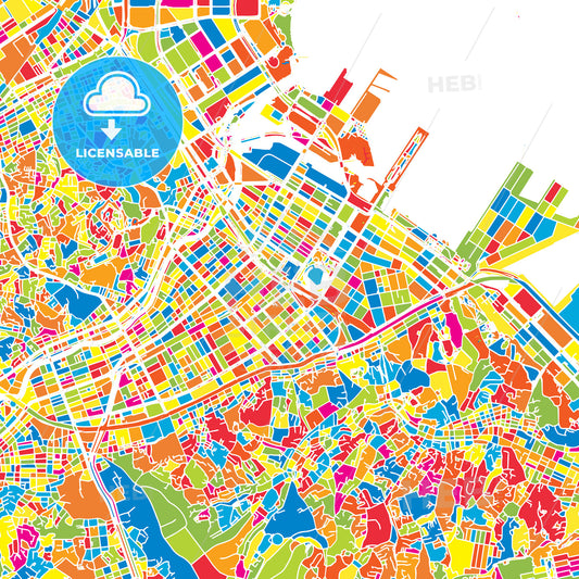 Yokohama, Japan, colorful vector map